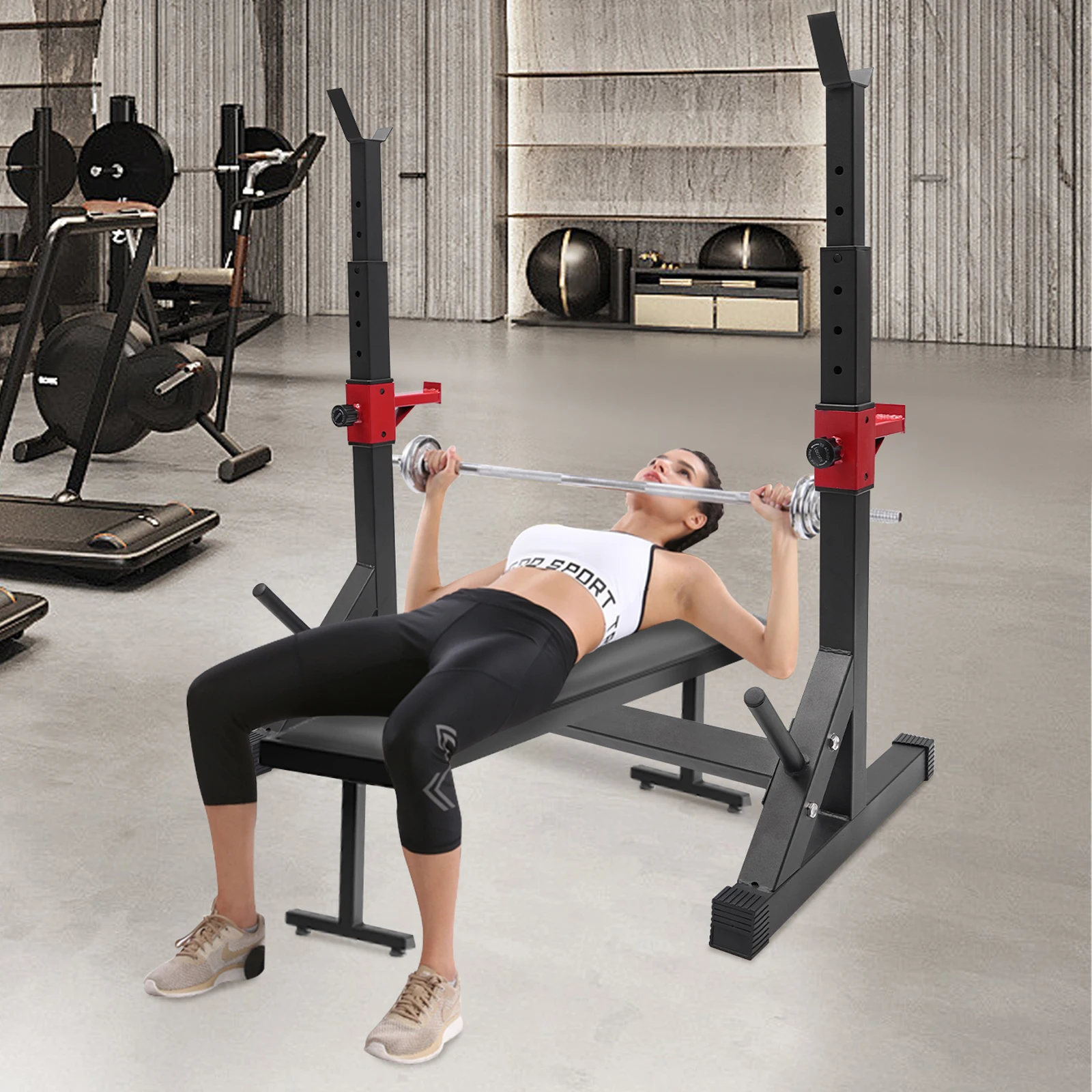 Verstellbares Kniebeugen-Rack Multifunktionaler Hantelständer für Heimfitness Gewichtheben Höhenverstellbar 90-150cm Belastbar bis 250kg