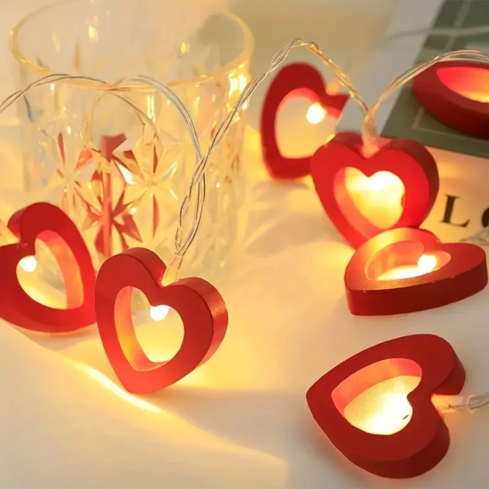 

10pcs Love LED String Lights Suitable For Valentine's Day Wedding Christmas Garden Bedroom Party Decoration Without Battery