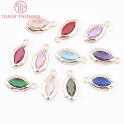 (8844) 6PCS 7x15MM 24K Gold Color Brass with Zircon Eye Shaped Pendants High Quality DIY Jewelry Making Findings Accessories