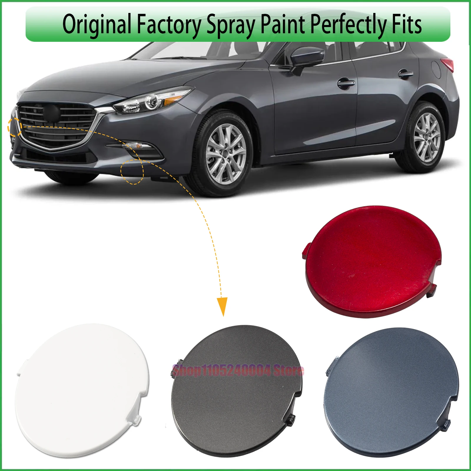 For Mazda 3 Axela Right Front Tow Hook Cover Premium Accessory For All Models 2017-2018 Complete Kit Parts B63B-50-A11-BB