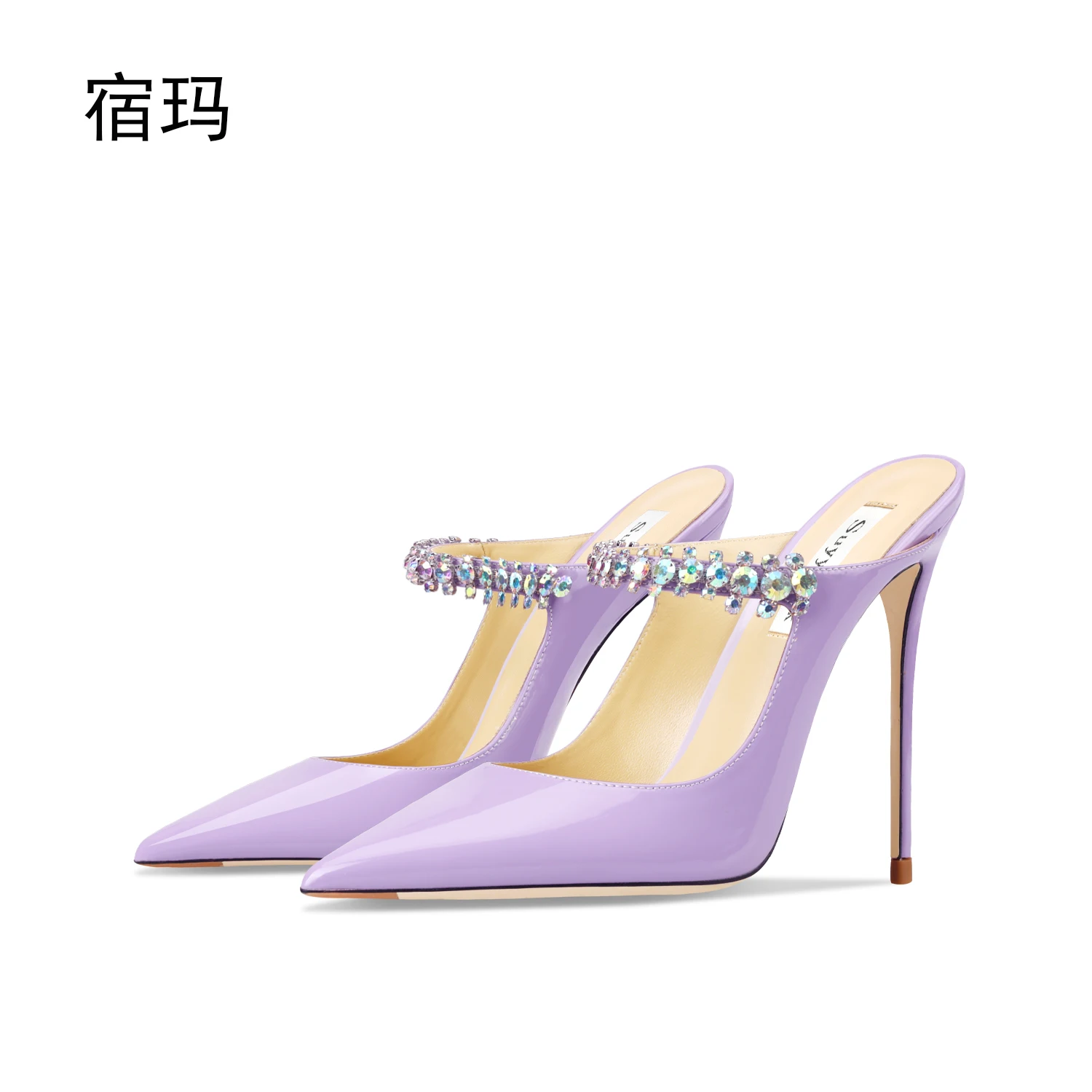 shoes woman 2024 trend Leather Heels Slippers Women High Heels Shoes Brand Fashion Crystal Pumps Pointed Toe Sexy Party Ladies