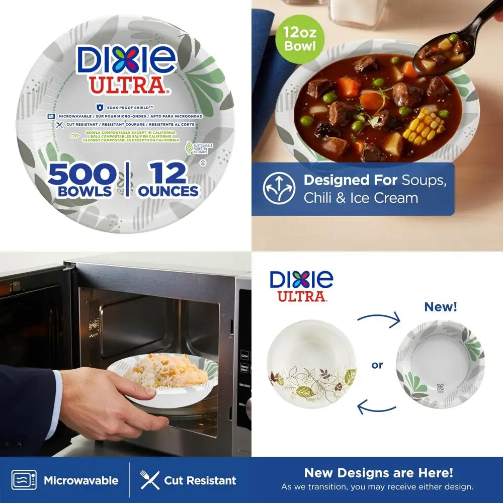 

Heavy-Weight 12 oz Paper Bowls, 500 Count, Disposable, Pathways Design, Bulk Pack of 125 Bowls in 4 Packs