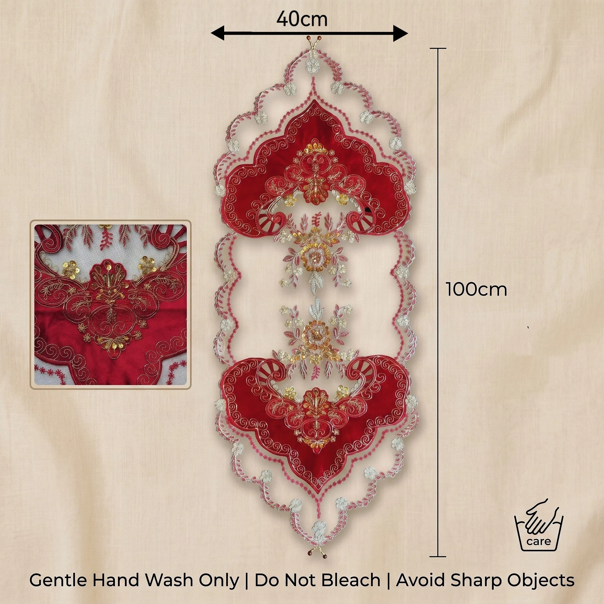 1 Stück 40x100cm Roter Samttis – Embroidery Xmas Designs Bewertung und Preis
