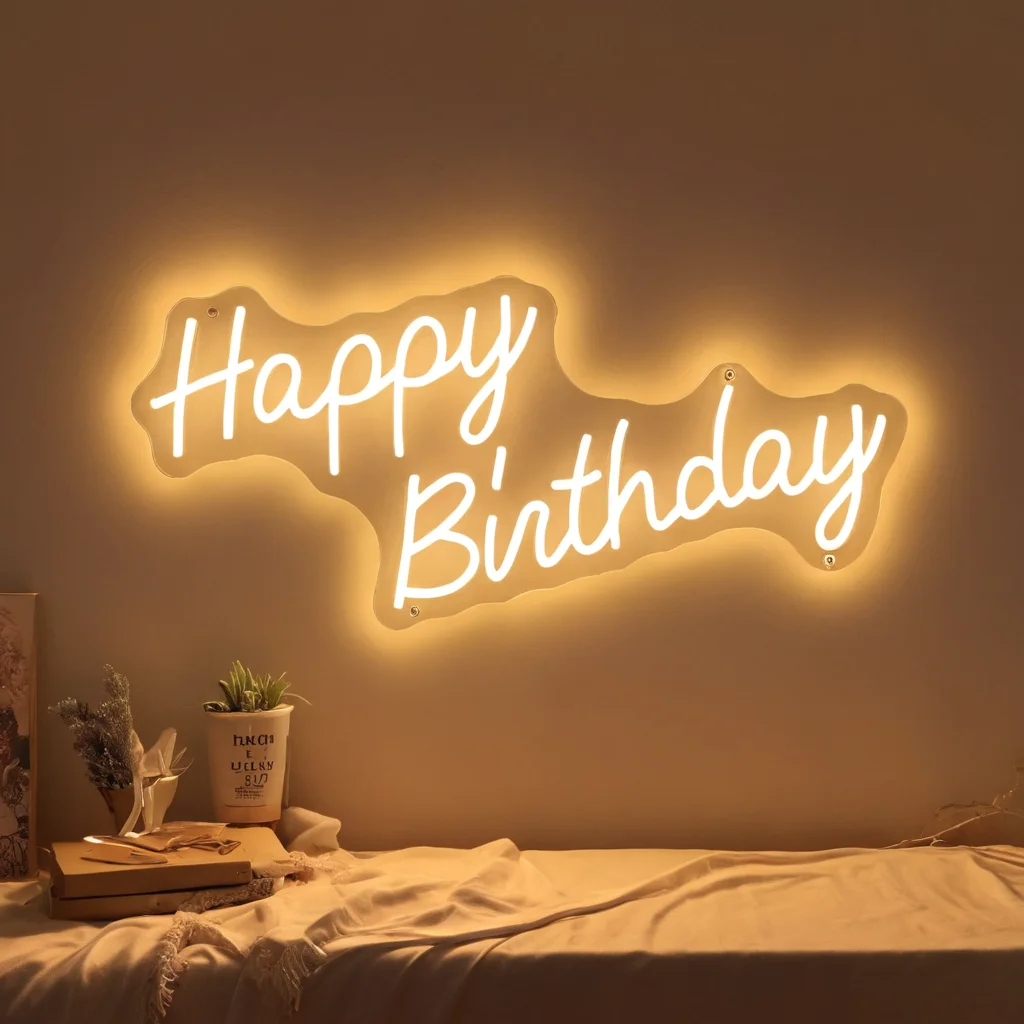 Feliz Cumpleanos LED Letro Happy Birthday Neon Sign Ligh For Birthday Party Home Decoration Birthday Gifts Room Wall Decor Light
