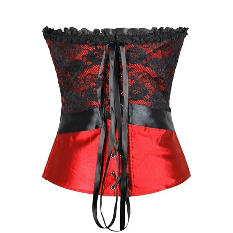 Bustier Corset Top for Women Elegant Satin Sexy Lace Bustiers Belt Bow Decoration Corselet Carnival Outfit Evening Party Costume