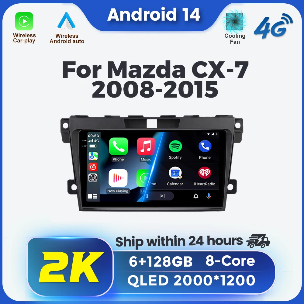 

For Mazda CX7 CX-7 CX 7 ER 2008 - 2015 2K Screen WIFI 4G 8-Core RDS DSP GPS Wireless Car-Play Android Auto All In One Head Unit