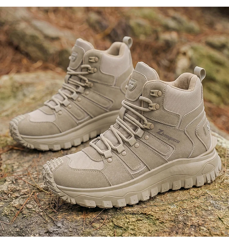 Herren-High-Top-Wanderstiefel in großen Größen, modisch, mit komfortablem Futter, flexibler und dicker Sohle, hervorragendem Grip, geeignet für Outdoor-Wanderungen, Trekking, Camping und andere Aktivitäten. – Detail 18
