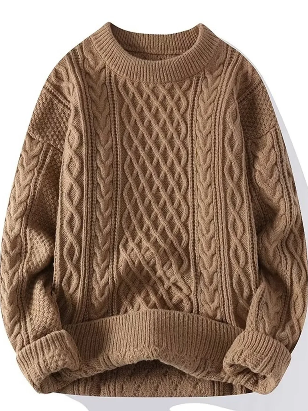 

Корейский трикотаж с ленивым узором, мужской круглый свитер с витым цветком, осень-зима, теплый свободный крой Faion Base irt