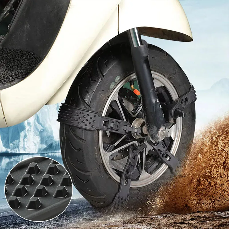 1-6PCS Non Slip Tire Snow Chains for Motorcycle E Bike Scooter Winter Emergency Anti Skid Cables for Electric Vehicle Wheel