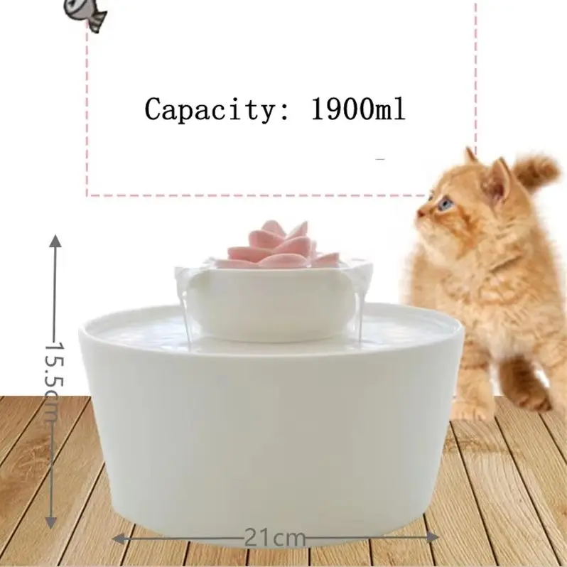 Ceramic Water Fountain for Cats and Dogs,Cat Drinking Bowl,Auto Pet Water Dispenser,Dog Drinkers,1.9L Cat Fountain Pet supplies