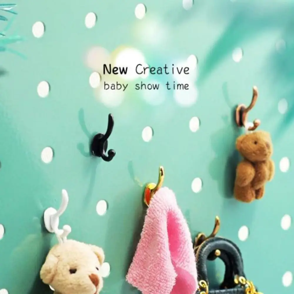 10pcs Mini Metal Dollhouse Miniature Furniture Hook 1:12 14*14mm Clothes Coat Hook Rack 4 Colors Wall Hangers Modle Toy