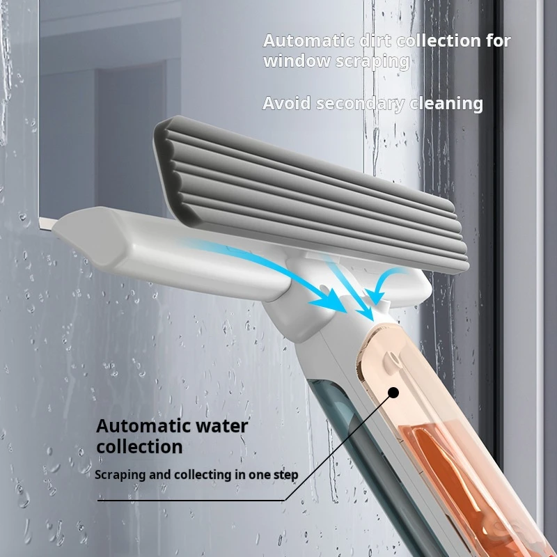 Household Multifunctional Window Cleaner Glass Spray Mop Glass Wiper With Silicone Scraper Floor Cleaning Mop Window Washer