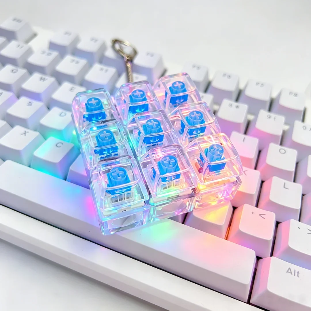 LED-Leuchtender Schlüsselanhänger mit Tastatur-Tasten, Klickbares Fidget-Spielzeug zur Stress- und Angstlinderung, Tragbares Schreibtisch-Accessoire, Bürodekoration, Geschenk – Detail 2