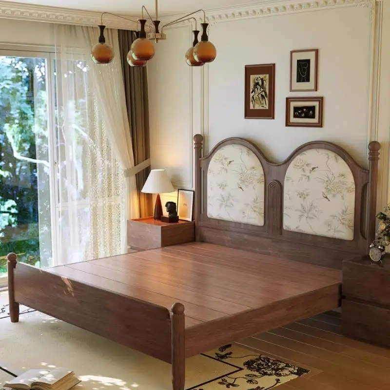 Designs Decoration Double Bed Couples Unique Luxury Modern Headboards Double Bed Bedroom Wooden Camas De Dormitorio Furniture