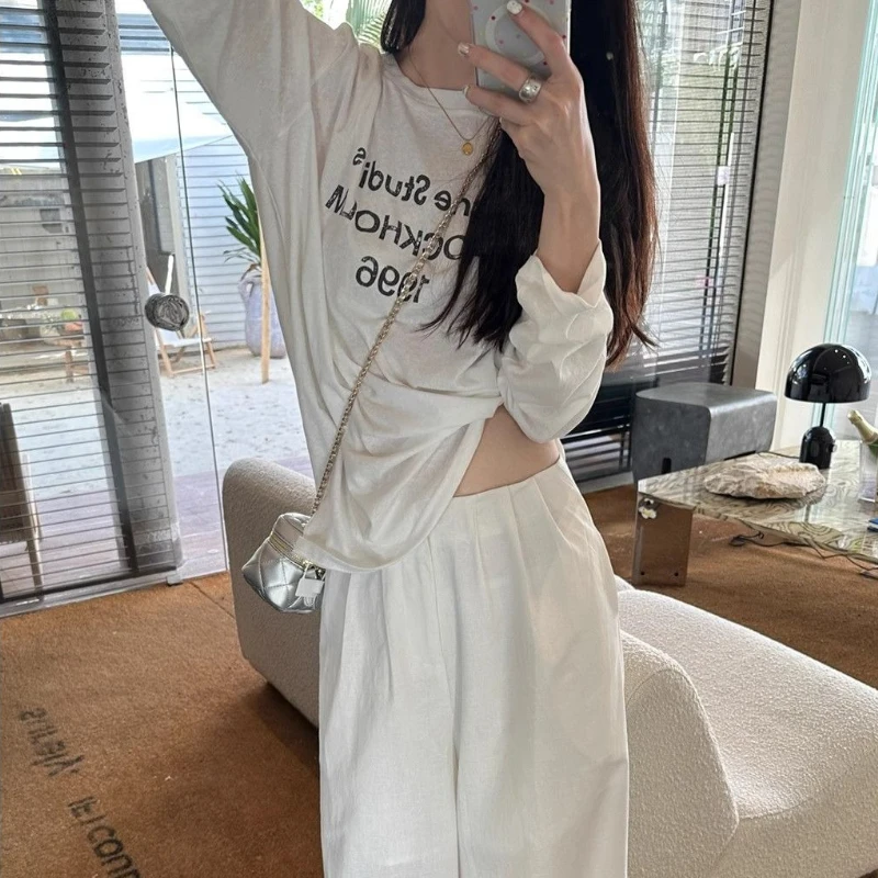 2025 النمط الأمريكي كم طويل أبيض الحماية من الشمس التستر تي شيرت المرأة الصيف وصول جديد رقيقة ألياف البوليستر كم كامل #5