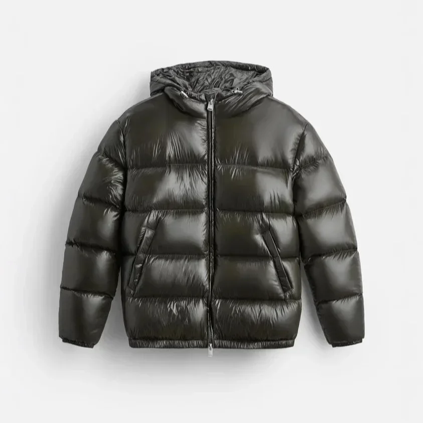 Men's New Winter Fashion Solid Color Quilted Patchwork Hooded Cotton Clothes, Casual Loose Warm Zipper Cotton-padded Clothes