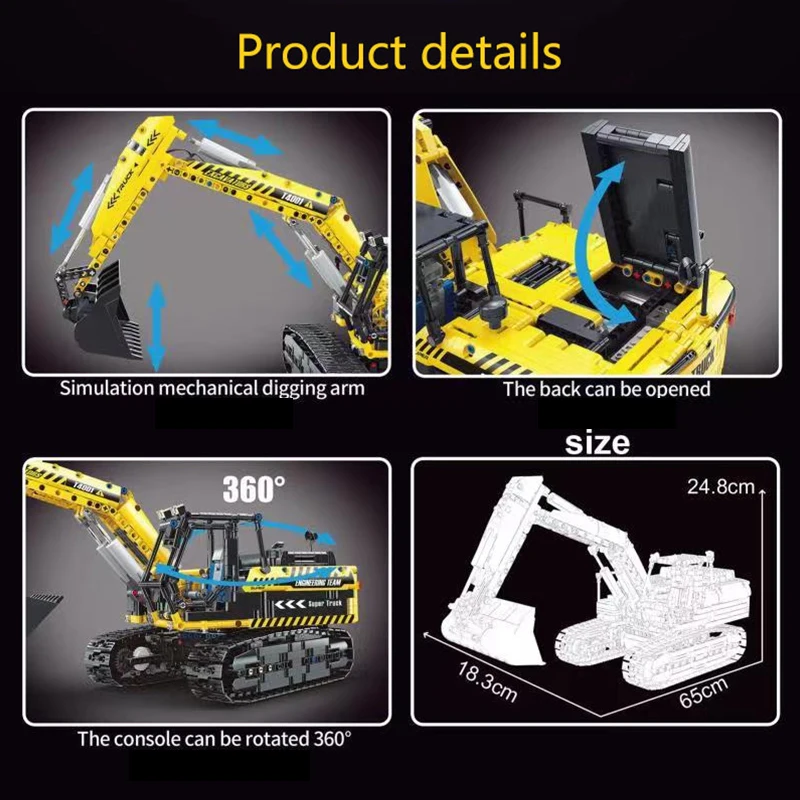 Technical Car Excavator APP Remote Control Moter Power MOC Bricks Building Blocks Engineering Truck Boys Toys Gift For Childrens