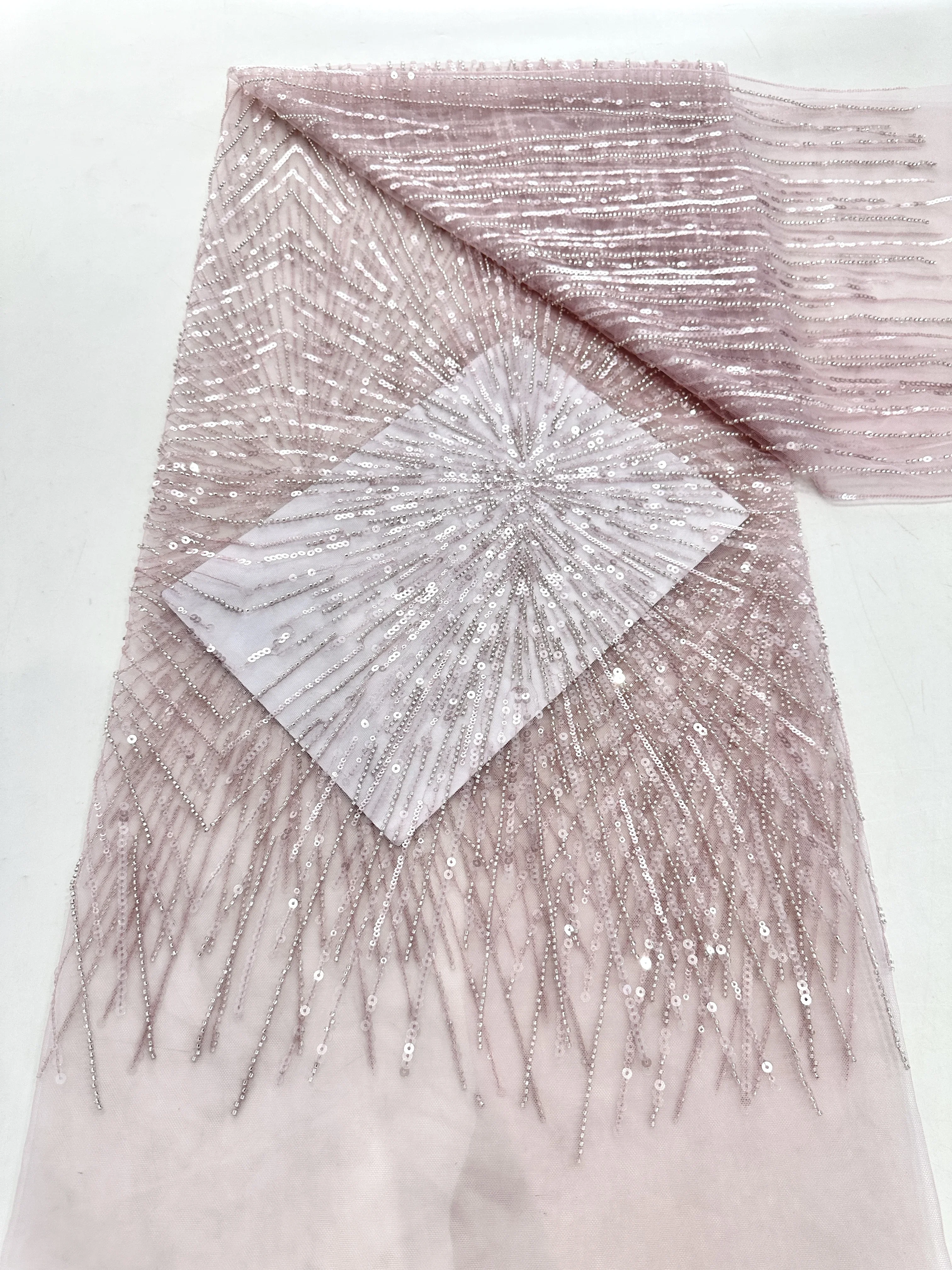 Французская роскошная кружевная ткань ручной работы, африканские фиолетовые вышитые бусины с блестками, модная нигерийская кружевная ткань для шитья