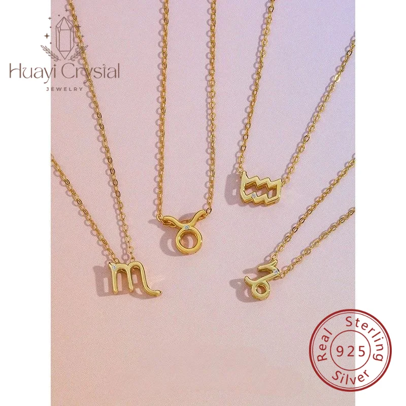 

New arrivals925 sterling silver twelve zodiac signs series necklace for women constellation pendant clavicle chain