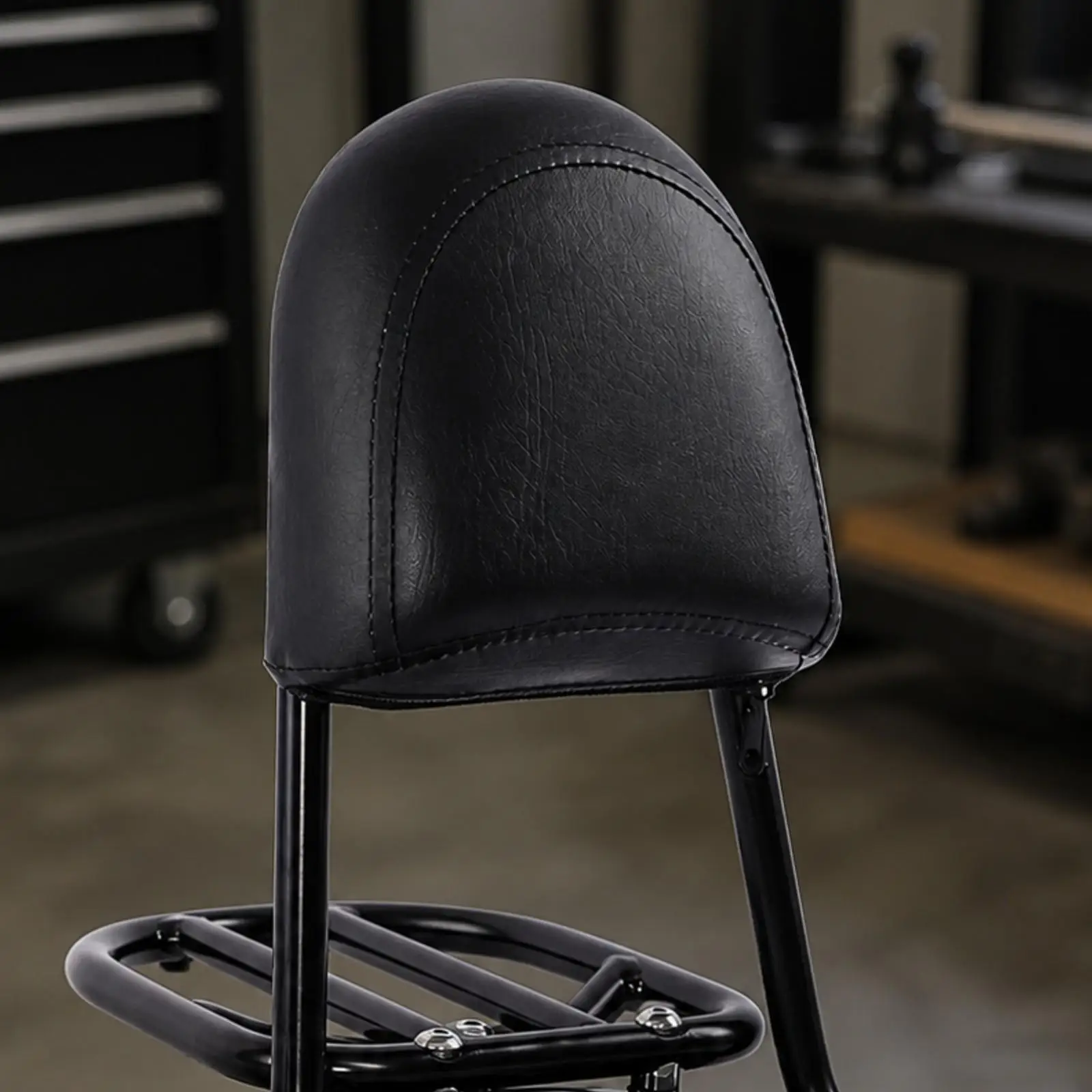 Motorcycle Sissy Bar Backrest with Integrated Luggage Rack Black Leather Pad for Cruiser Bike Passenger Safety
