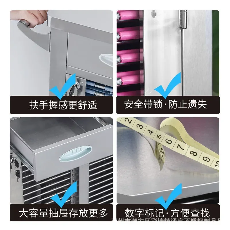Elderly Care Home Archive Cart ABS Medical Record Clip Cart Hospital Mobile File Cabinet Double Row