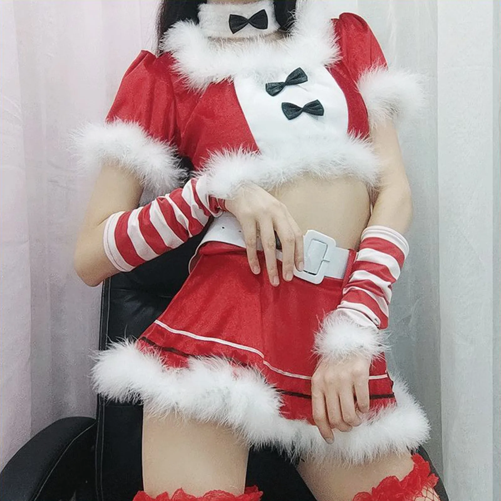 Mooie Rode Meid Lolita Jurk Kawaii Halloween Outfits Schort Meid Kawaii Kerstjurk Santa Claus Cosplay Kostuum Vrouwen