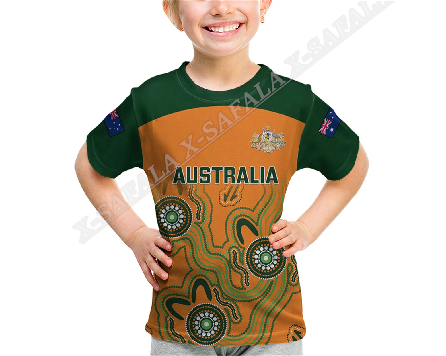 3D Print For Kids Child Size T-Shirt Top Tee Short Sleeve  Australia Rugby 2023 Go Wallabies