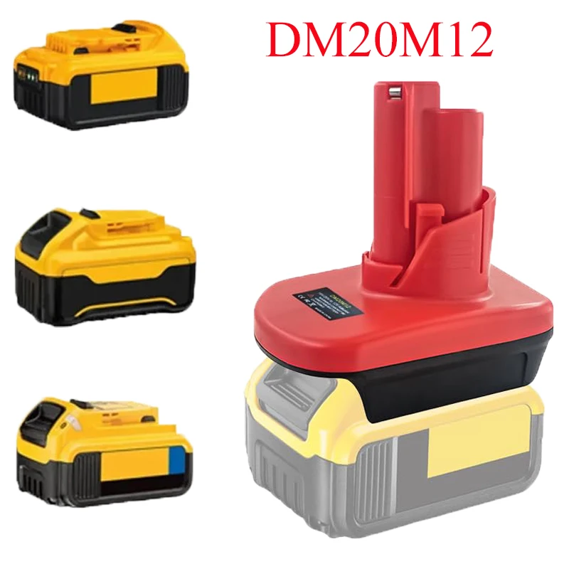 Adapter DM12M12 for Milwaukee 12V Power Tools Converts for DeWalt Milwaukee 18V Batteries To for Milwaukee 12V Batteries Use