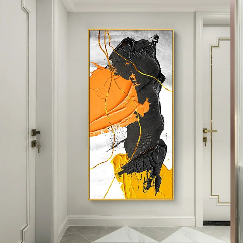 抽象的な海景キャンバス、手描きの油絵、壁アート、黒と白のキャンバス海景ウォールアート、家の装飾に