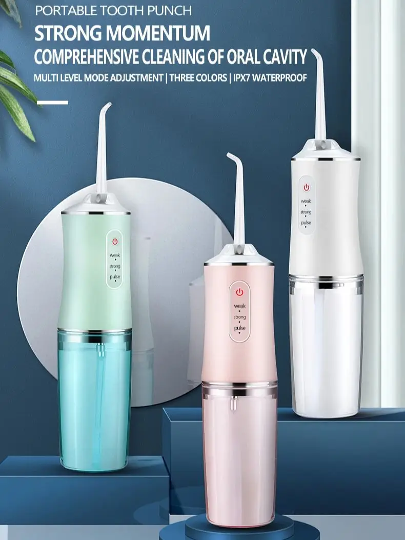 Irrigador oral elétrico inteligente portátil, fio dental de água, 4 jatos, 3 modos, recarregável,