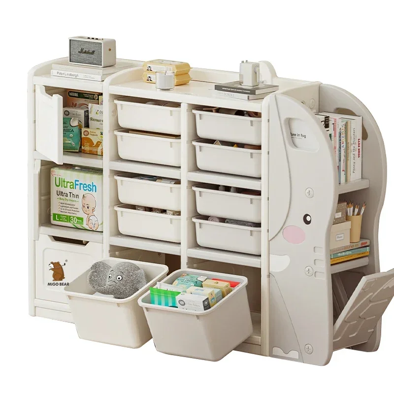 MIGO BEAR Large Shelf Toy Organizer Children Storage Cabinet Storage Animal Shape Christmas Gift Living Room Kids' Cabinets