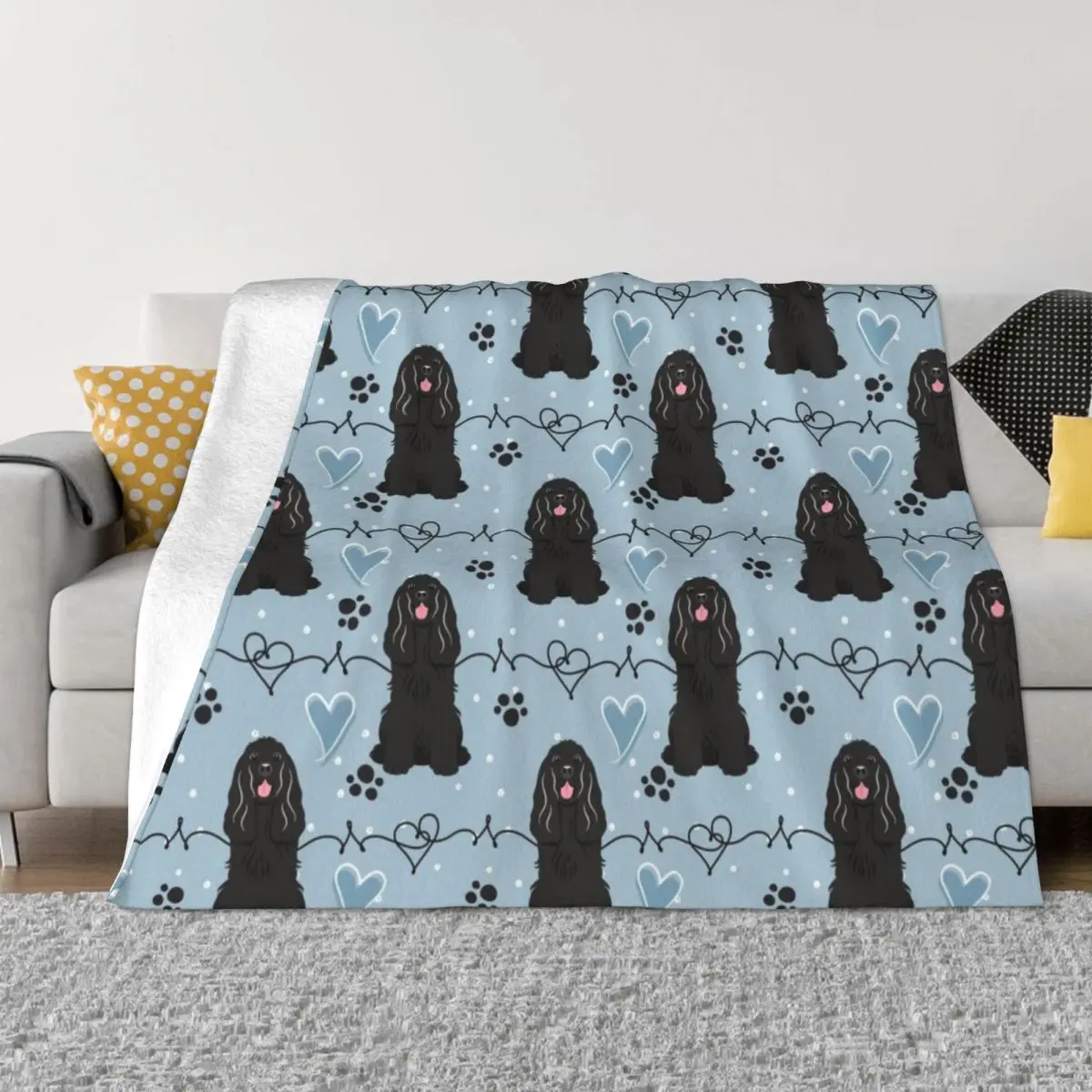 

Love Black Cocker Spaniel Throw Blanket Moving Blanket Sofa Quilt blanket for winter