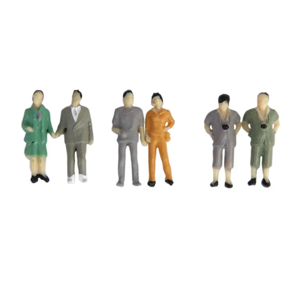 Paket 24 1/87 Figur Model Dicat Plastik untuk Tata Letak Lanskap