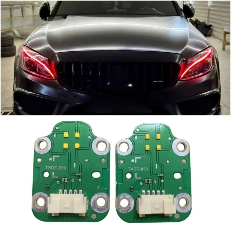 Red DRL LED Boards For Mercedes W205 C-Class 2015-2018 C300 C200 C180 C220 LED Headlight Daytime Running Light Blue Yellow