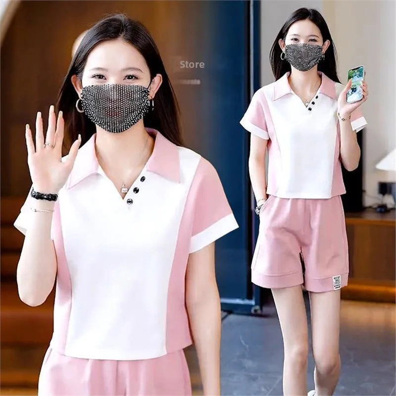

Fashionable Loose Casual Sportswear Set for Women Summer 2026 plus Size Mommy Clothes Stylish Two-Piece Slimming Outfit