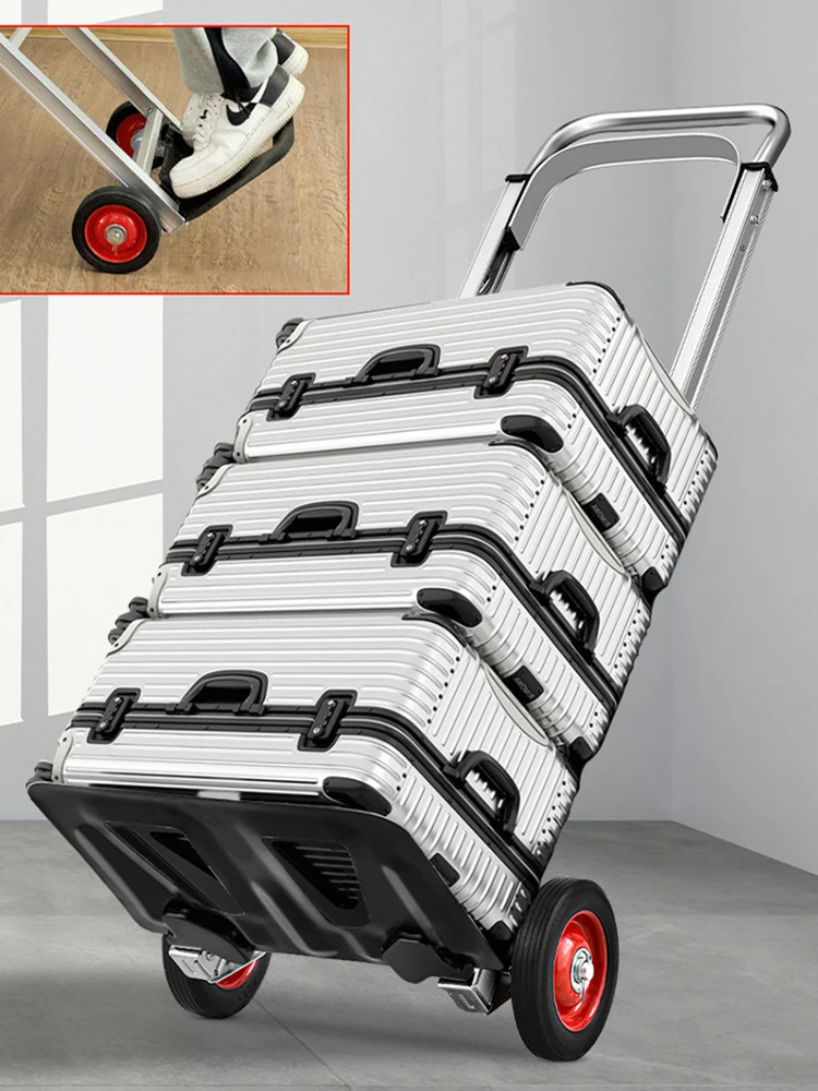 

Folding Sack Truck Foldable Hand Truck Long Telescoping Handle Portable Dolly Cart Non-Slip Multifunctional for Indoor Outdoor