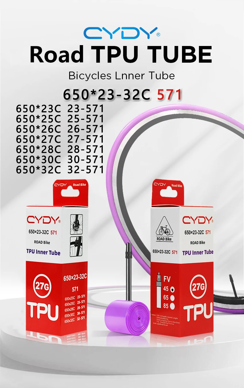 CYDY Fahrrad-TPU-Schlauch 650x23C 25C 26C 27C 28C 30C 32C FV Länge 45/65/85mm Reifenkamera Rennradreifen Fahrradteile 57 – Detail 1