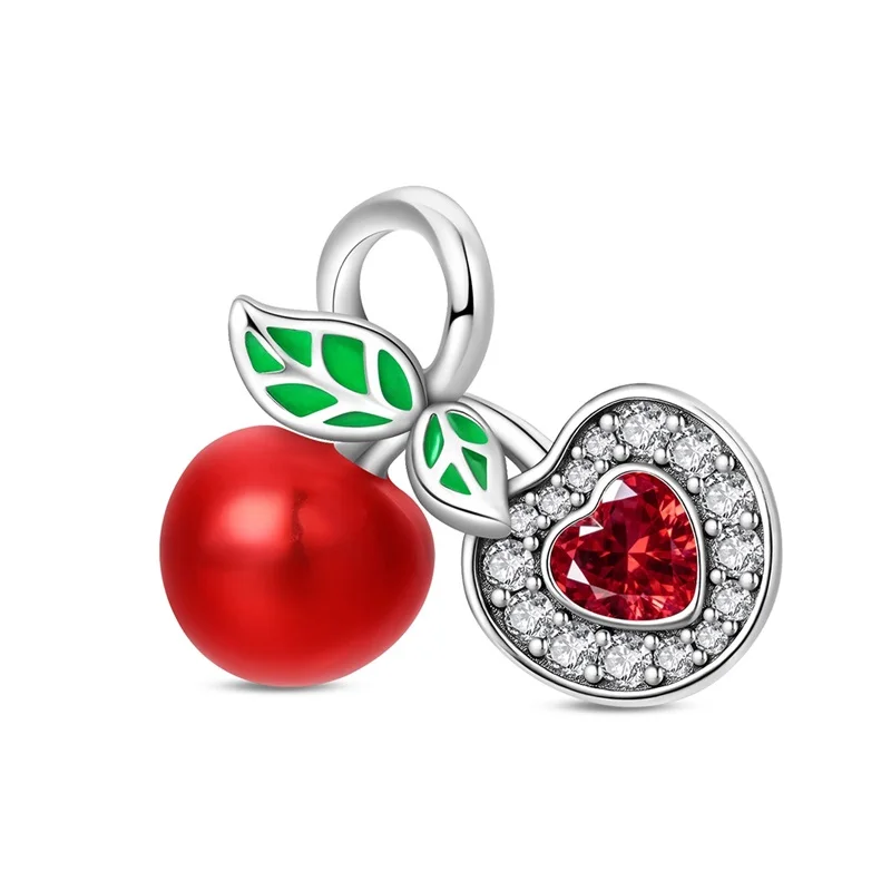 

New 925 Sterling Silver Cherry CZ Zircon Charms Beads Fit 3mm Original Bracelet DIY Women Exquisite Engagement Jewelry Gifts