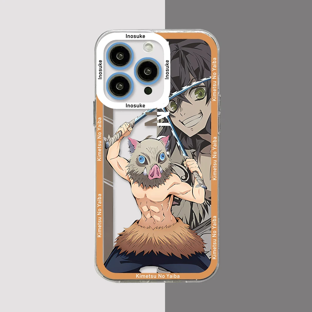 Hot Anime Demon Slayer Tanjirou custodia per telefono per iPhone 15 14 13 12 11 Mini Pro Max X XR XSMax 6S 7 8 Plus SE20 Cover trasparente