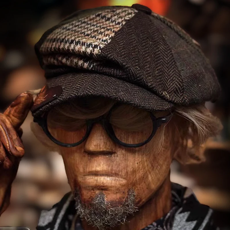 Handmade Amekaji Retro Octagonal Cap Female Beret Newsboy Men's Peaked Houndstooth Yupi European Station Fashion