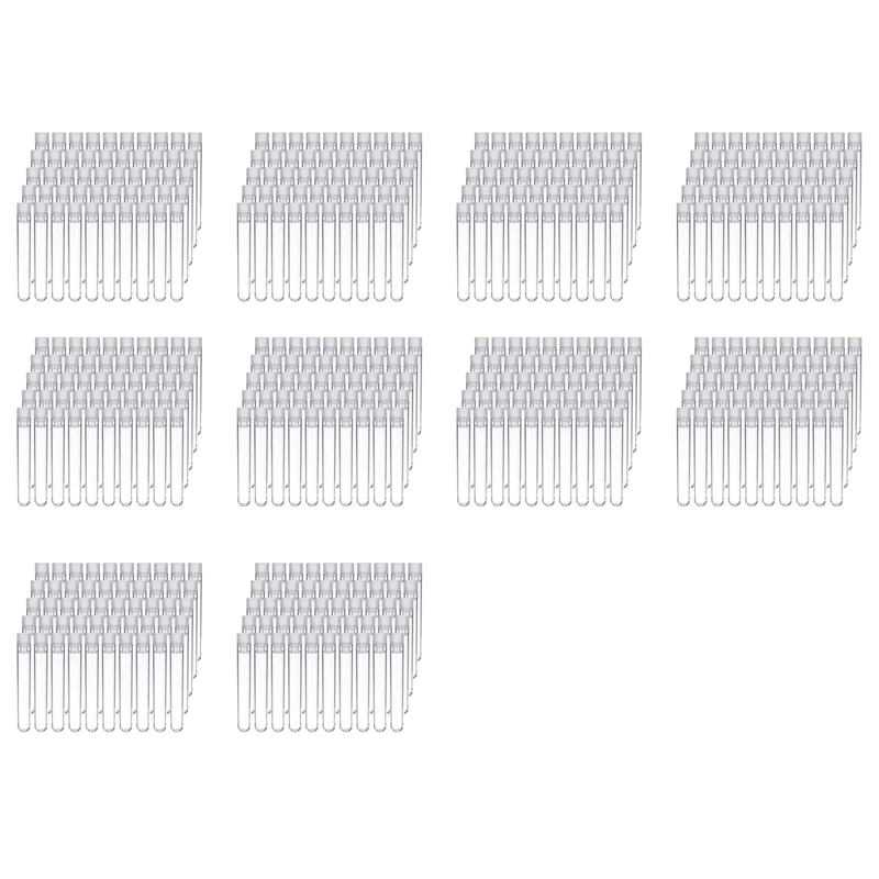 

1000Pcs Clear Plastic Test Tubes With White Screw Caps Sample Containers Bottles Push Caps 12X75mm