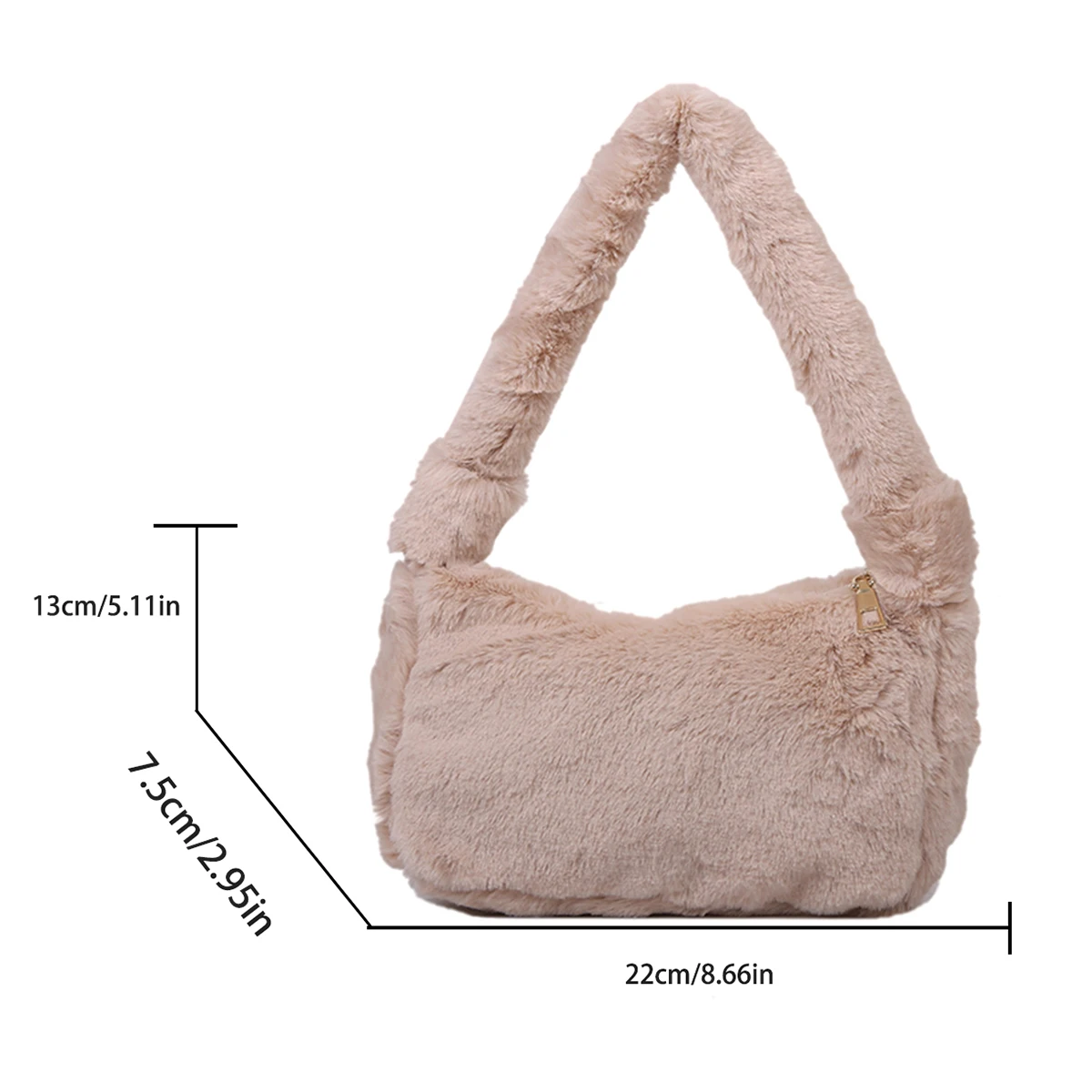 Fashion Solid Color Plush Shoulder Bag