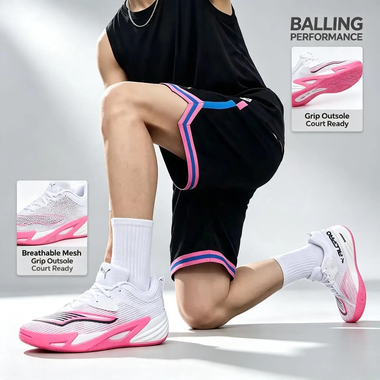 New PUMA Men White Red Lightweight Running Shoes Breathable Mesh Upper Cushioned Comfort Sole Athletic Training Sneakers