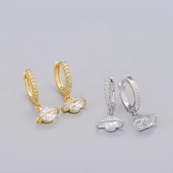 Dainty Planet Solitaire Sparky Cubic Zirconia Huggies Dangle Earrings for Women Saturn Orb CZ Drop Earrings Wedding Jewelry