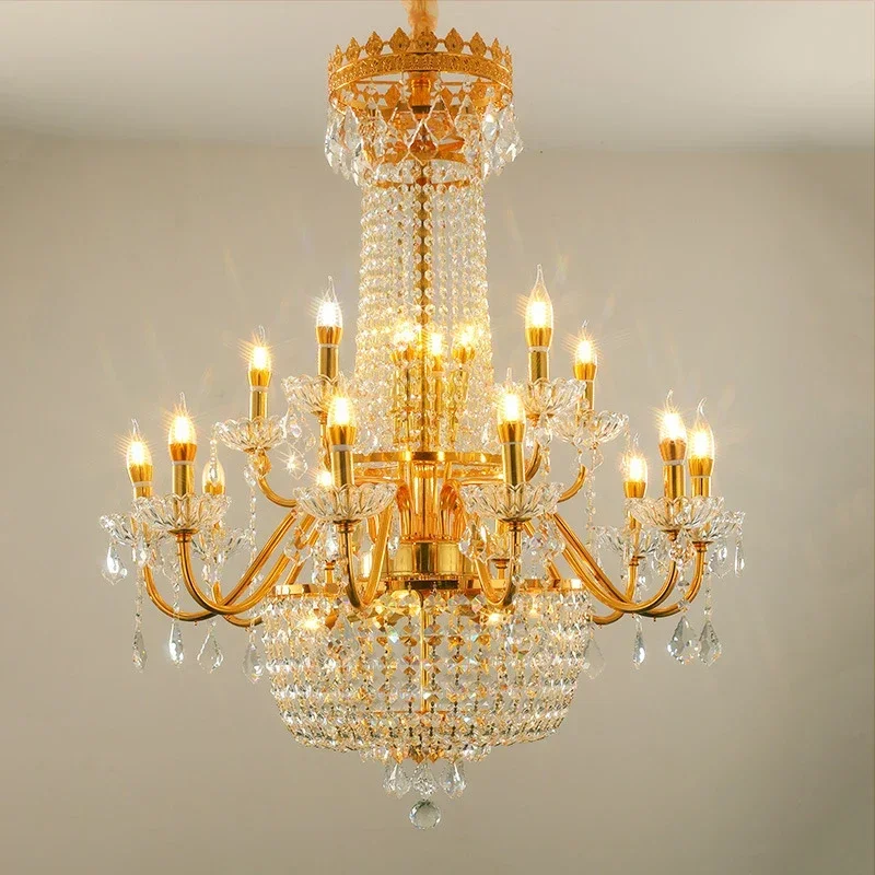 

VIOLET Luxurious Golden Crystal Pendant Lamp European Candle Lamp Art Living Room Restaurant Bedroom Villa Hotel Chandelier