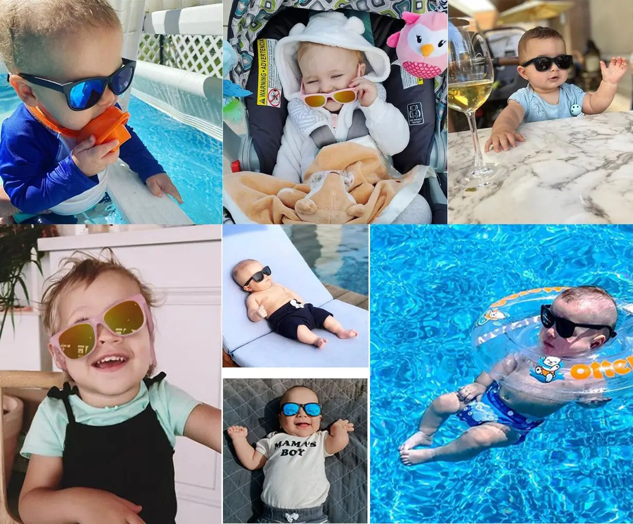 MAXJULI Non-Polarized Sunglasses for Boys or Girls Baby Safe, Soft, With Adjustable Strap 0-24 Months UV400 7002