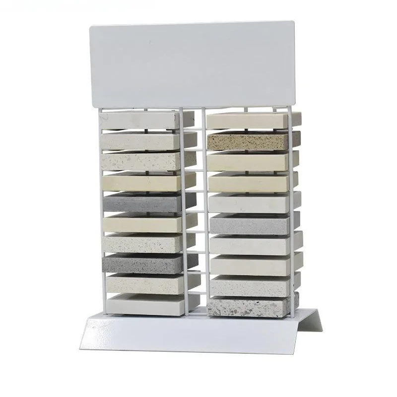 Advertising Modern Countertop Mosaic Tile Sample Display Rack Stainless Steel Shelf Easy Assembly Environmentally Friendly