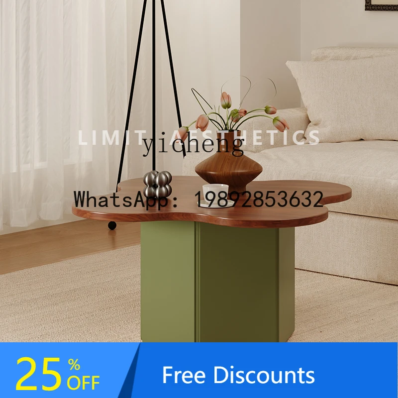 

retro medieval living room light luxury extremely painted petal-shaped coffee table sofa table