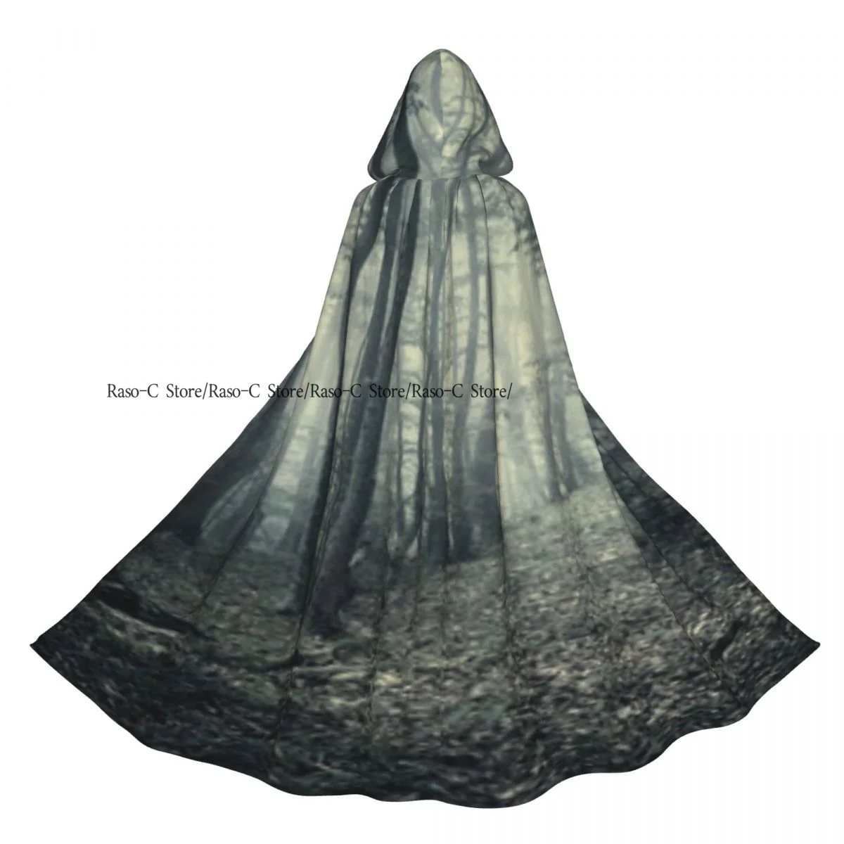 

Темный лесной пейзаж, солнечные лучи, туман, винтажные ностальгические цвета, плащ с капюшоном в стиле фэнтези, полиэстер, унисекс, накидка ведьмы, аксессуар для костюма