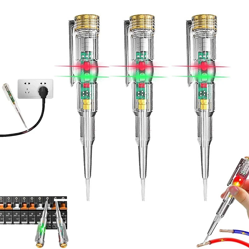 24-250V Electrician Circuit Tester Pen,Responsive Electrical Tester Pen,With LED Indicator Light Waterproof